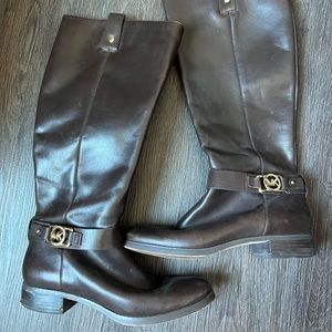 Michael kors leather knee boots in brown size 8.5
